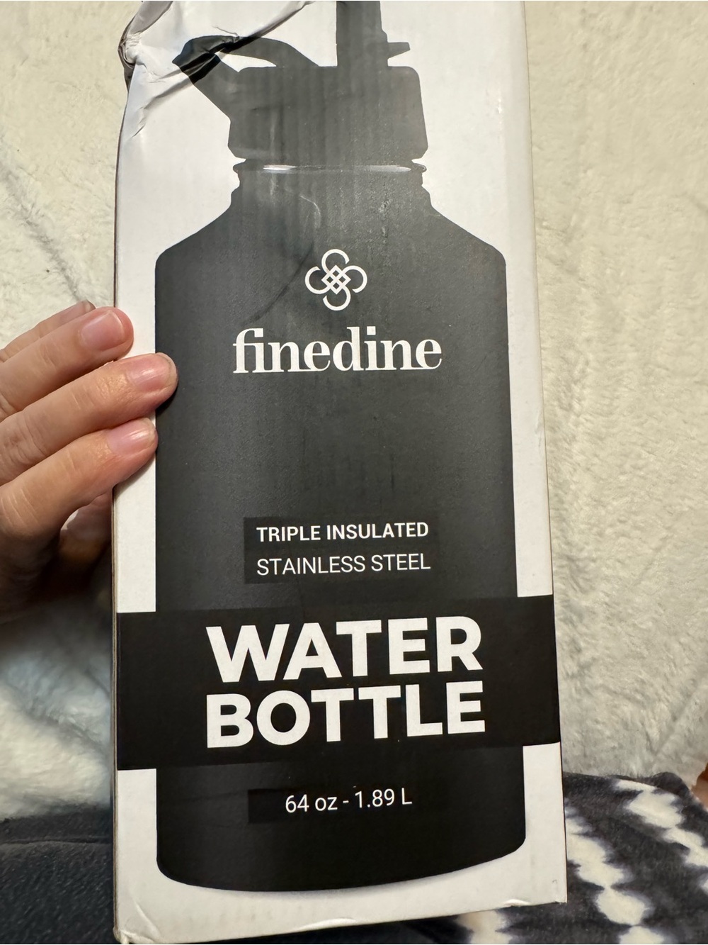 Finedine Black Stainless Steel Insulated Water Bottle